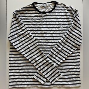 Lonely Ghost Black White Striped Long Sleeve‎ T-Shirt Size XL